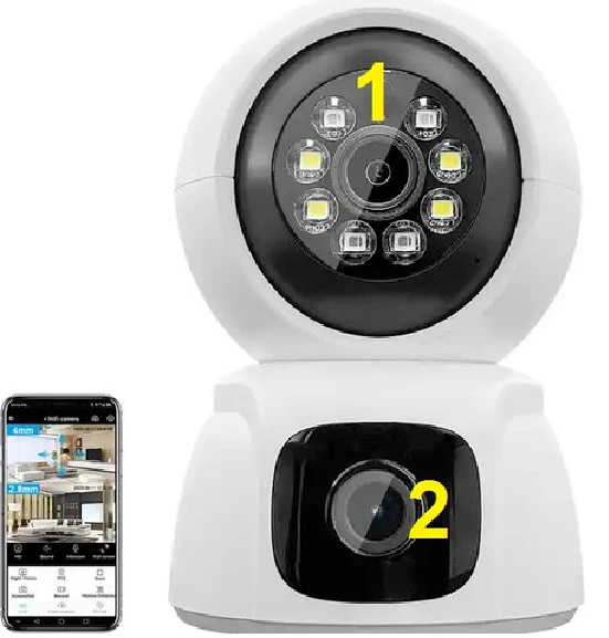 Double Camera WiFi V380 Pro : Caméra de Surveillance à Double Objectif avec Connexion WiFi, Vision Nocturne, Détection de Mouvement, Audio Bidirectionnel, Résolution HD 1080p, et Application Mobile pour un Contrôle à Distance Sécurisé et Pratique.