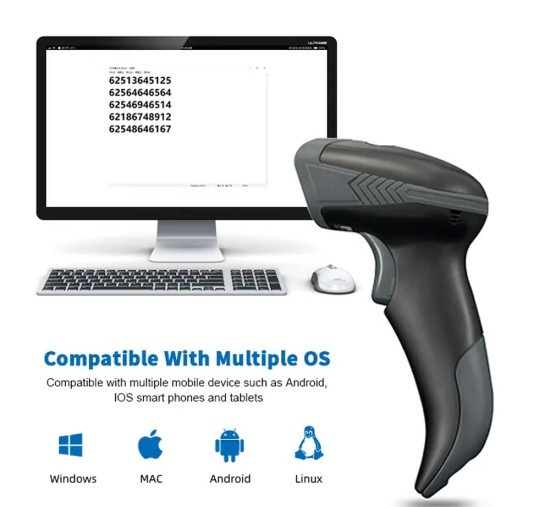 Lecteur Code Barre K-625RB 2D sans fil, polyvalent, avec technologie de lecture rapide, compatible avec plusieurs formats de codes à barres 1D et 2D (QR, DataMatrix, PDF417, etc.)