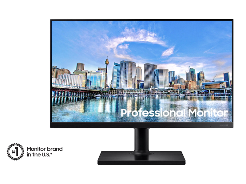 Écran Samsung 24 Pouces F24T454FQN - Moniteur Full HD LED IPS, Résolution 1920x1080, Taux de Rafraîchissement 75Hz, Temps de Réponse 5ms, Technologie FreeSync, Design Élégant avec Cadre Mince, Connectivité HDMI et VGA.
