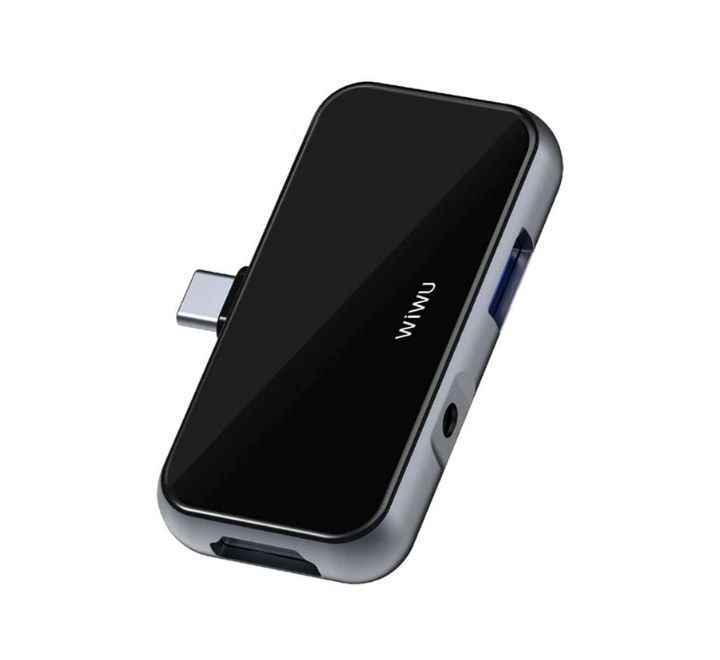 WIWU Alpha T5 Pro Hub 4 en 1 USB-C 7 cm, noir