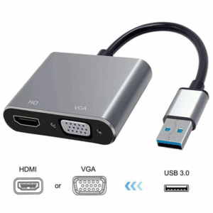 Convertisseur USB 3.0 vers VGA et HDMI, prise en charge vidéo haute définition 1080p Full HD, compatible Windows et Mac, sortie double écran, plug-and-play sans pilote, modèle 1153, interface USB 3.0 haute vitesse, supporte les résolutions jusqu'à 1920x1080