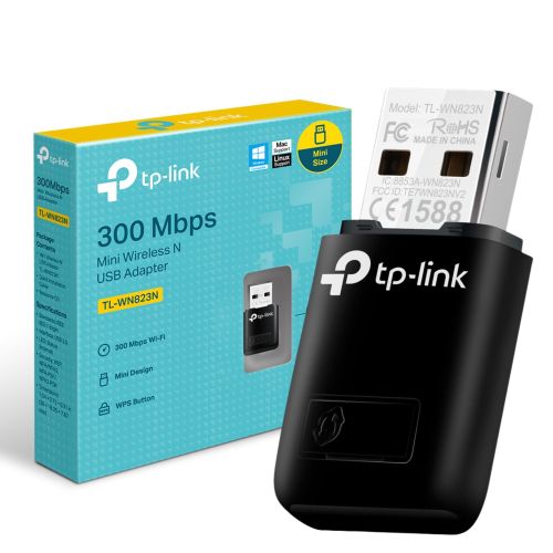 Clé WiFi TP-LINK TL-WN823N USB 2.0, Vitesse jusqu’à 300Mbps, Compatible IEEE 802.11n/g/b, Sécurité WPA/WPA2, Antenne intégrée, Plug & Play.